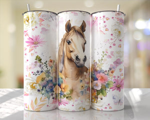 Horse with Floral 20 oz Tumbler Sublimation Transfer