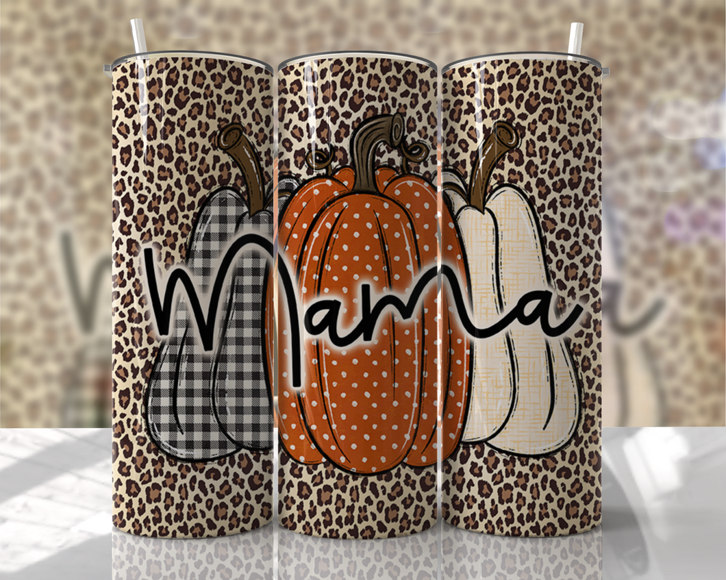 Fall Mama Leopard 20 oz Tumbler Sublimation Transfer