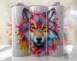 Wolf Watercolor 20 oz Tumbler Sublimation Transfer