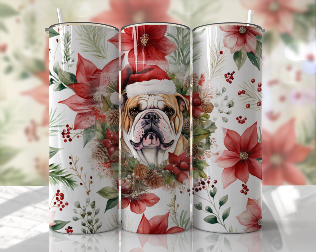 English Bulldog Christmas 20 oz Tumbler Sublimation Transfer