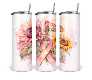 Breast Cancer and Sunflower awareness 20 oz Tumbler Sublimation Transfer