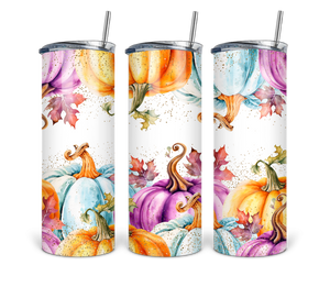 Pumpkins Orange Purple Blue Fall 20 oz Tumbler Sublimation Transfer