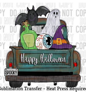 Happy Halloween Truck Sublimation Transfer