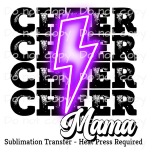 Cheer Mama Purple Neon Bolt Sublimation Transfer