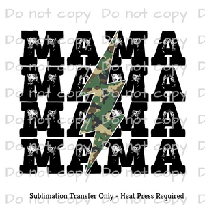 Mama with Camo Bolt Sublimation Transfer