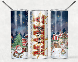 Merry Mama with Santa 20 oz Tumbler Sublimation Transfer