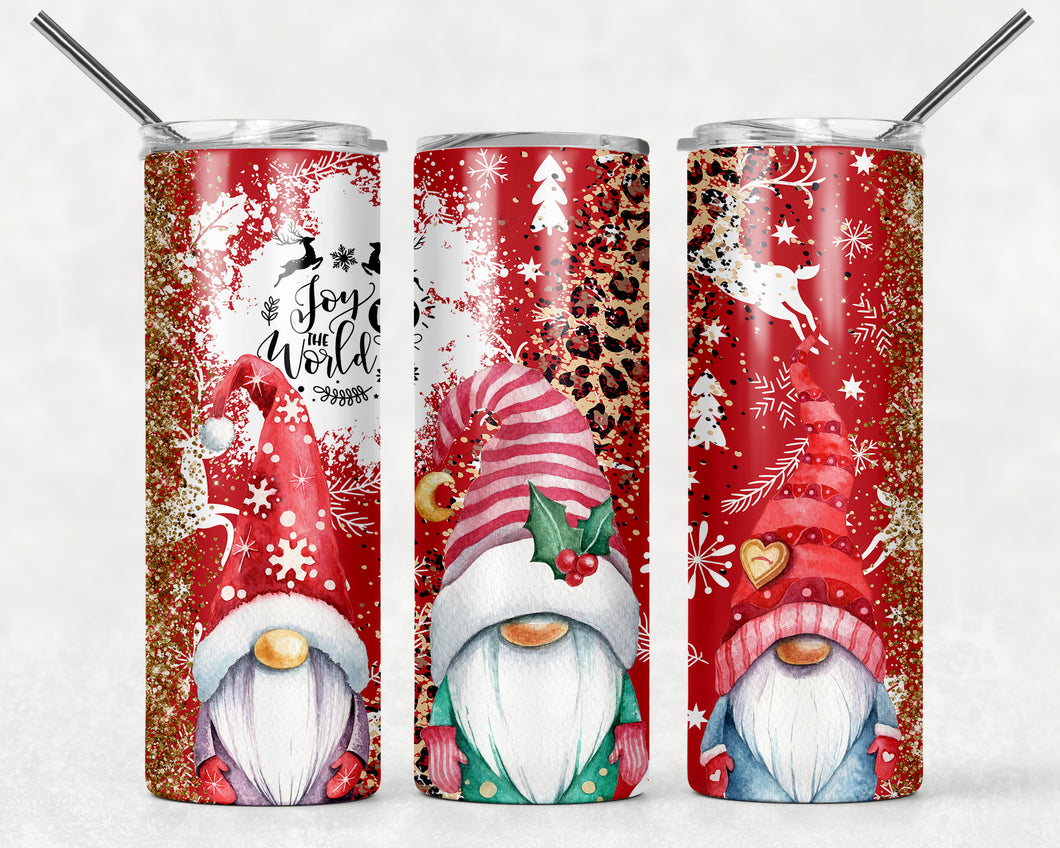 Joy to the world gnome 20 oz Tumbler Sublimation Transfer