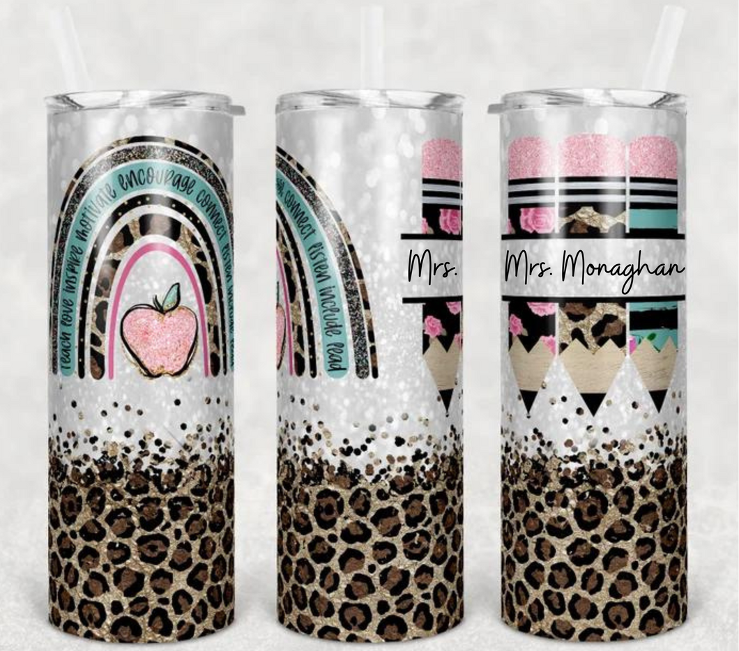 Custom Teacher 20 oz Tumbler Sublimation Transfer