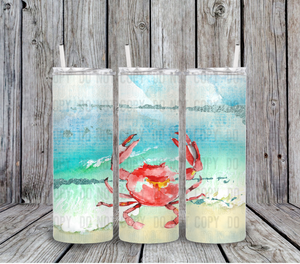 Crab Beach Print 20 oz Tumbler Sublimation Transfer