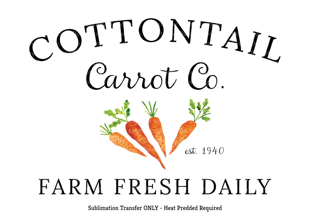 Cottontail Carrot Co Sublimation Transfer