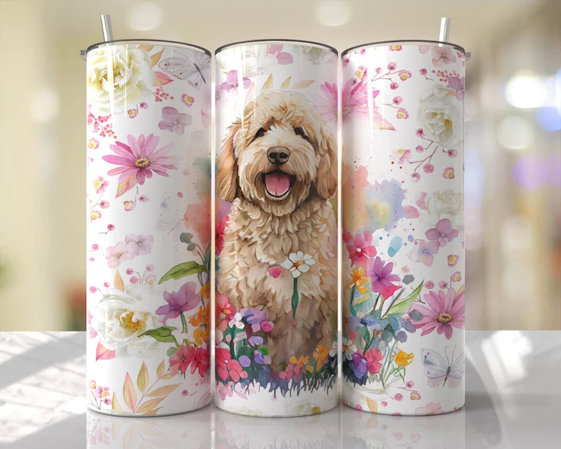 Goldendoodle Floral Dog 20 oz Tumbler Sublimation Transfer – Rusty ...