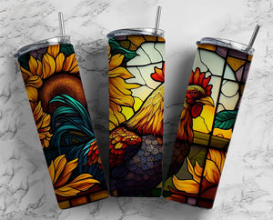 Rooster Stained Glass 20 oz Tumbler Sublimation Transfer